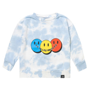 Lil in Los Angeles - 3 Smiles Sweatshirt - Baby Blue Tie Dye